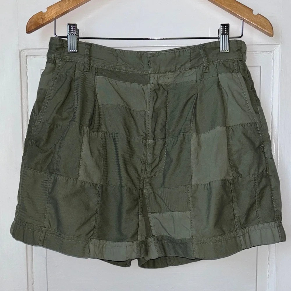 J. Crew Olive Green High-Waist Utility Patchwork Shorts